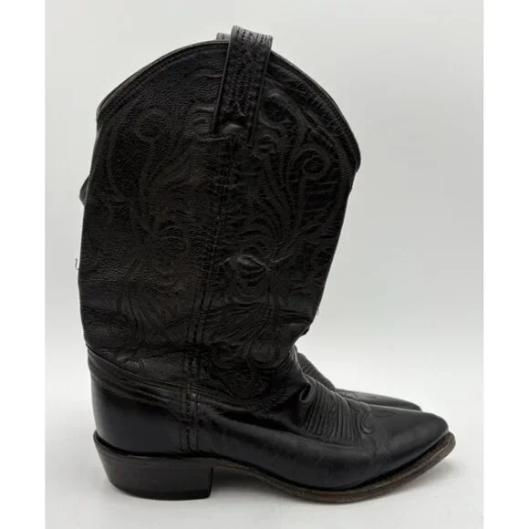 DAN POST Women's Cowboy Boots Black Snip On Pointed Toe Size 6M USA Great GUC - Picture 10 of 12